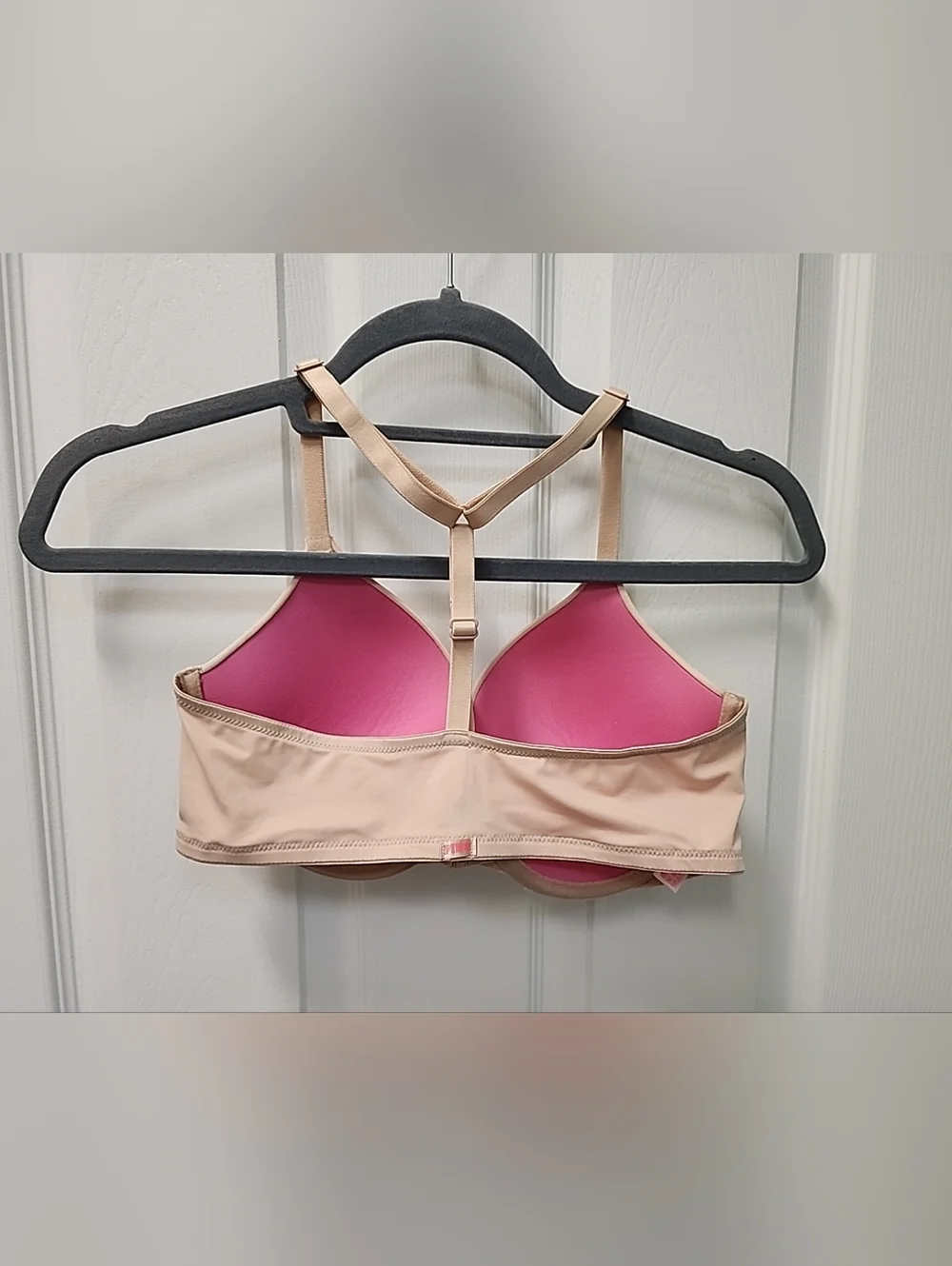 PINK by Victoria Secret Eveywhere Push-up Front Closure T-Strap Bra Nude 34D